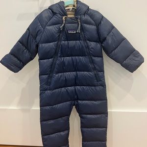 Like New- Patagonia Infant Hi-Loft Down Sweater Bunting Size 6-12m blue